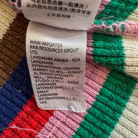 New Look Petite Metallic Rainbow Stripe Ribbed Knit Top Glitter Retro Y2K 6 - Picture 6 of 6